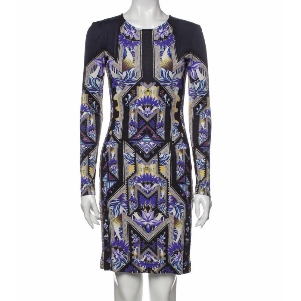 Mary Katrantzou 100% Silk Bold Print Abstract Kaleidoscope Long‎ Sleeve Dress XS